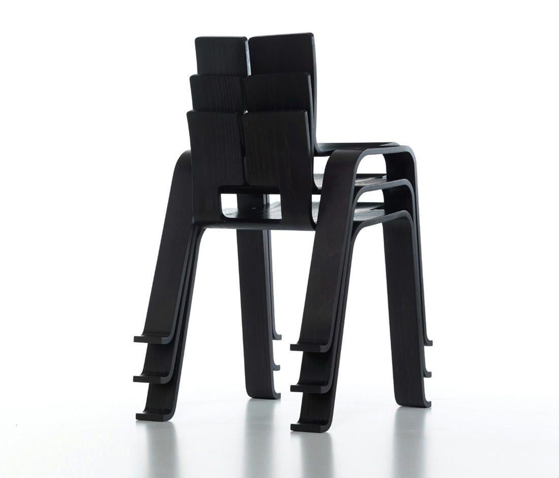 Contemporary Set of Three Charlotte Perriand Ombra Tokyo Chair, Oak Stained Black by Cassina For Sale