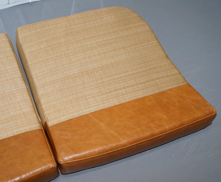 Set of Three Chesterfield Gentlemans Club Sofa Tan Brown Leather Seat