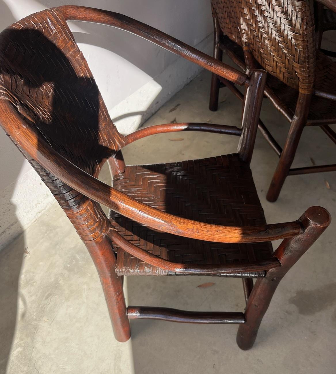 Set of Three Children's Old Hickory Settee Rocker and Chair For Sale 3