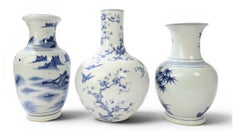 Two Chinese Blue & White Porcelain Vases, 20th c. (The Central Vase is Sold)