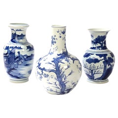 Two Chinese Blue & White Porcelain Vases, 20th c. (The Central Vase is Sold)