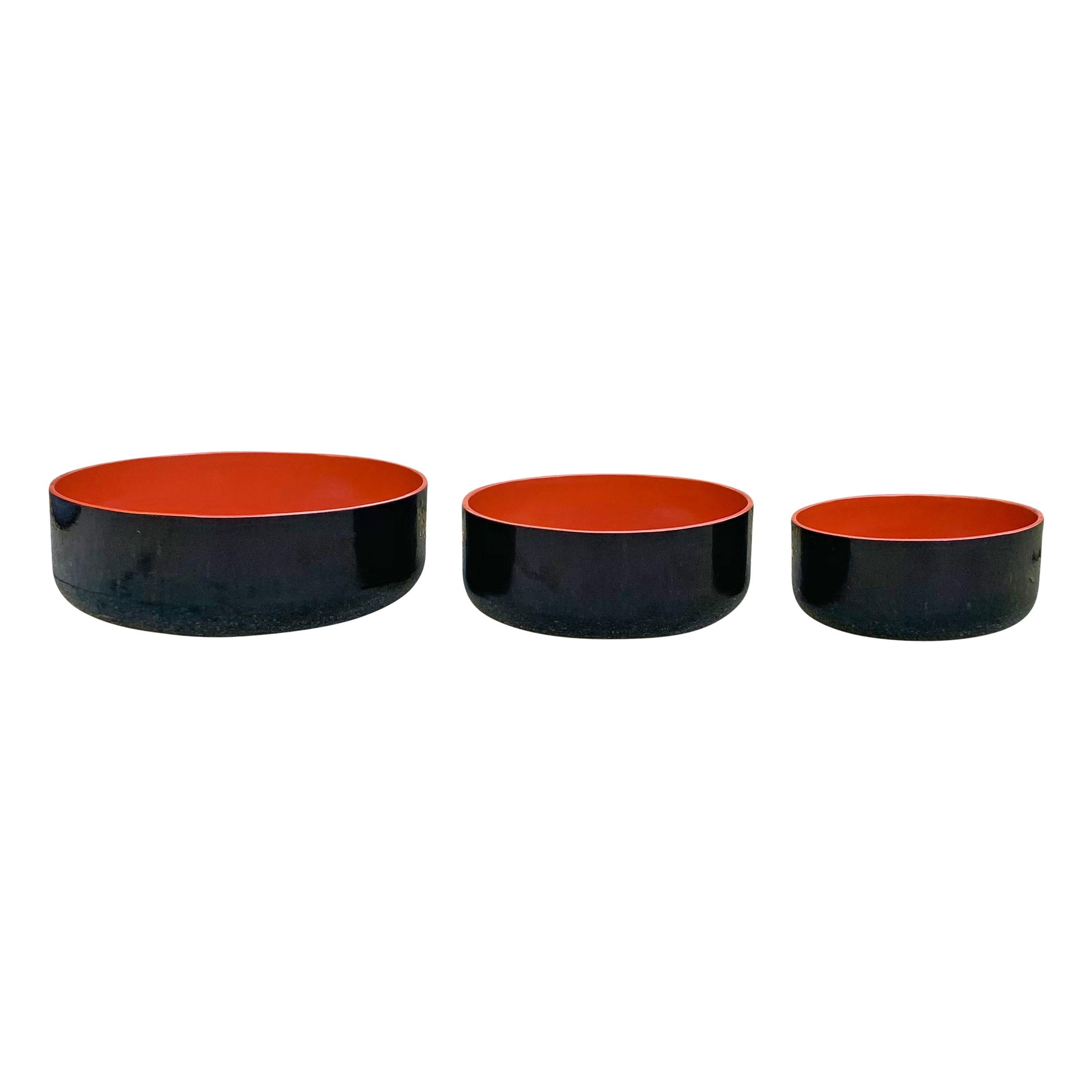 Set of Three Chinese Lacquerware Bowls