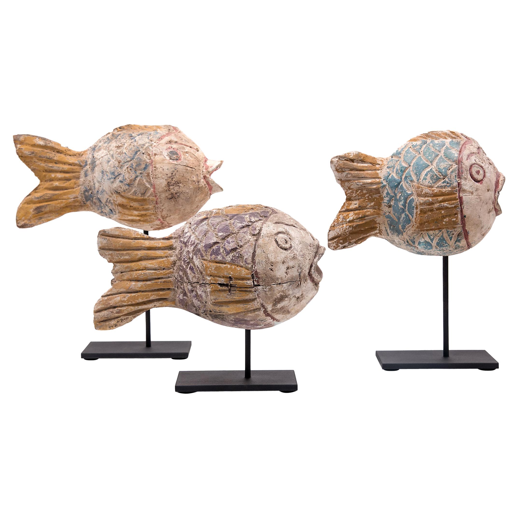 Set of Three Chinese Painted Lucky Fish