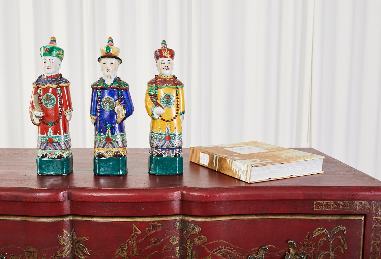 Set of Three Chinese Porcelain Qing Emperor Figures 5