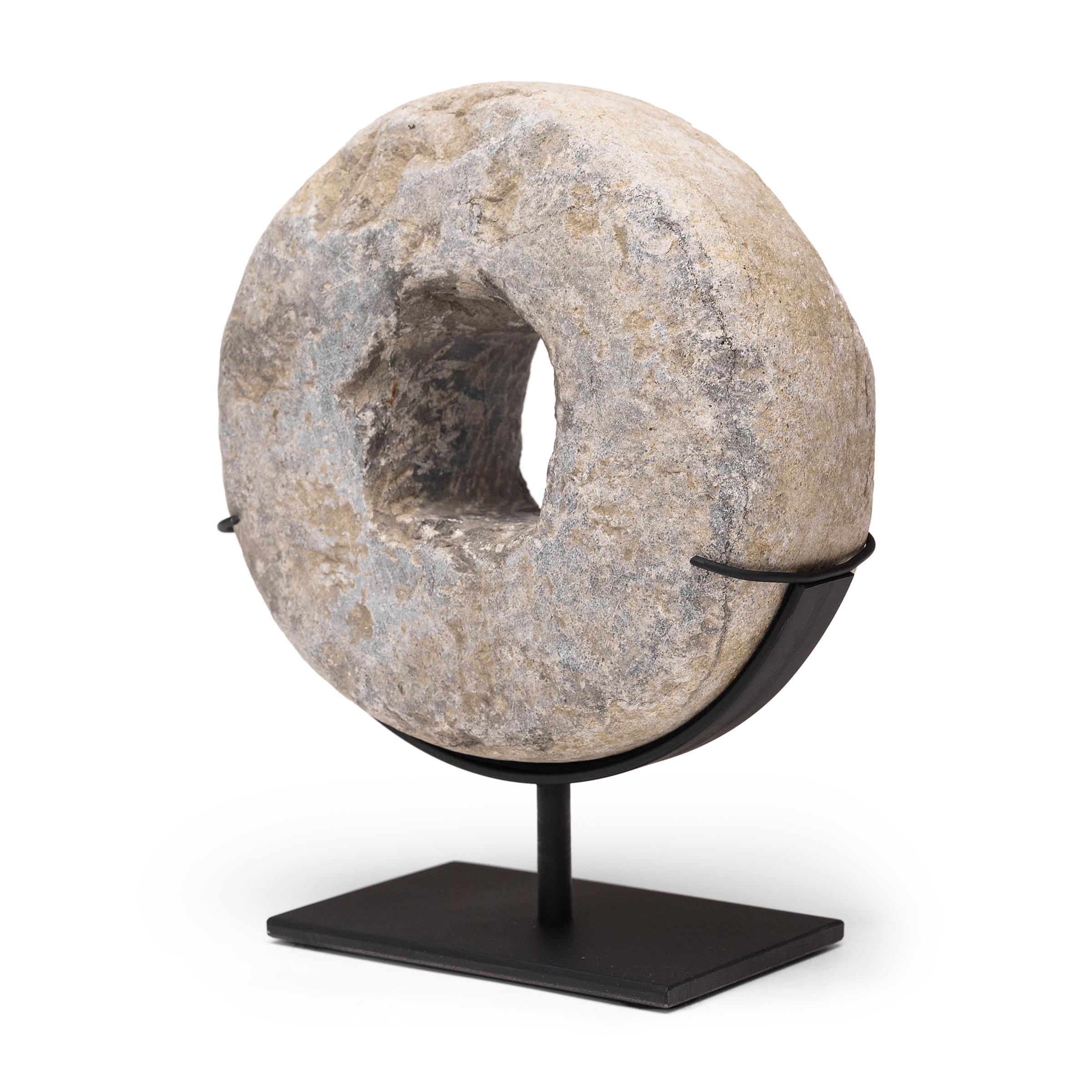 Set of Three Chinese Prosperity Stone Discs, c. 1900 In Good Condition In Chicago, IL