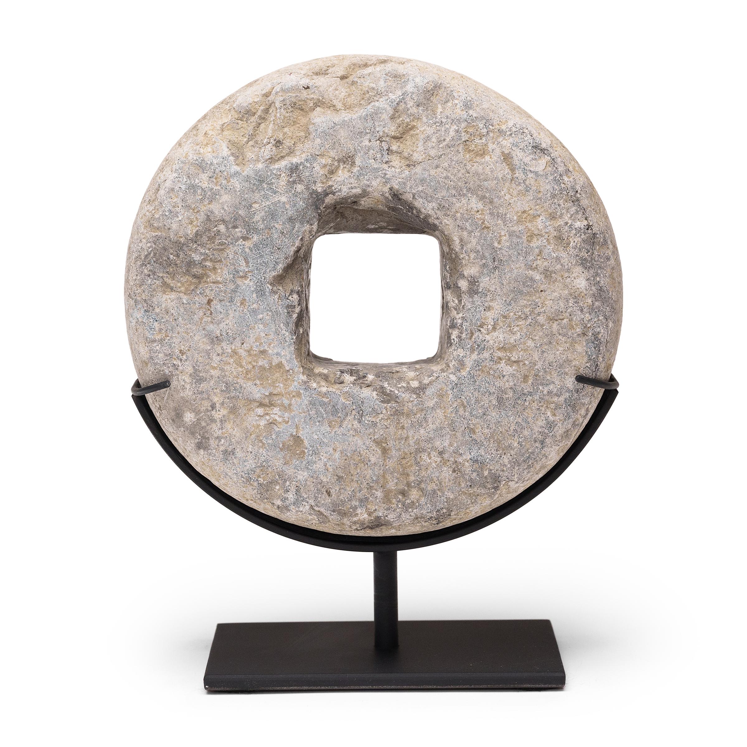 20th Century Set of Three Chinese Prosperity Stone Discs, c. 1900