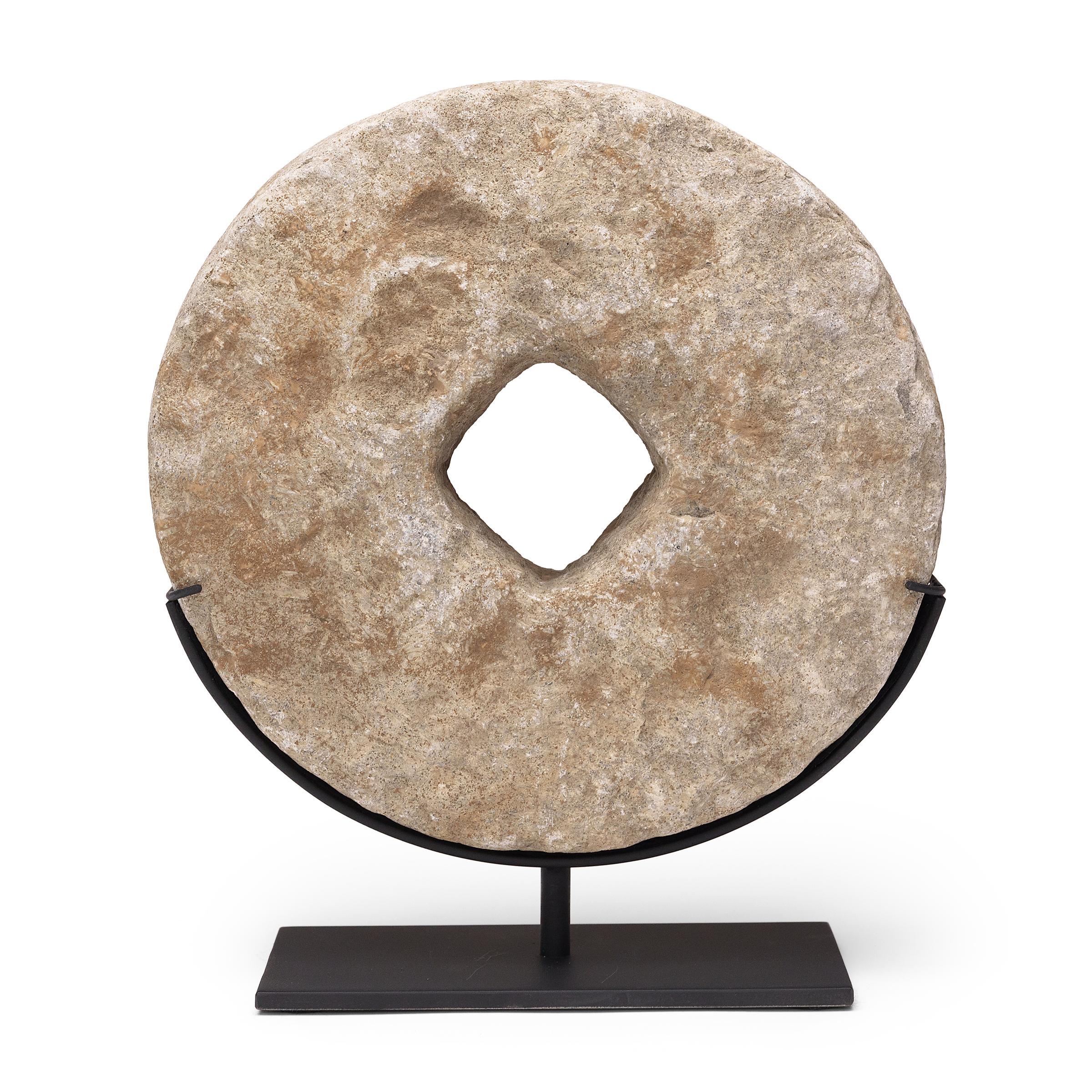 Set of Three Chinese Prosperity Stone Discs, c. 1900 3