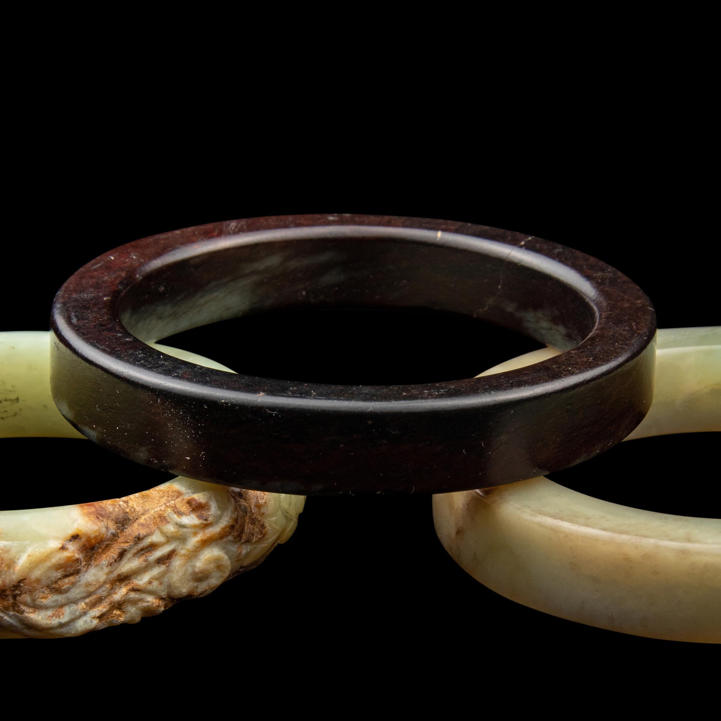 19th Century Set of Three Chinese Qing Dynasty Jade Bangles For Sale