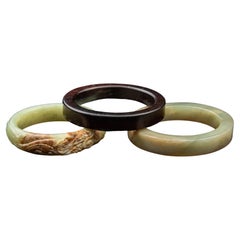 Set of Three Chinese Qing Dynasty Jade Bangles