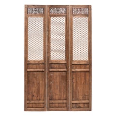 Set of Three Chinese Quadrilobe Lattice Courtyard Panels, c. 1850