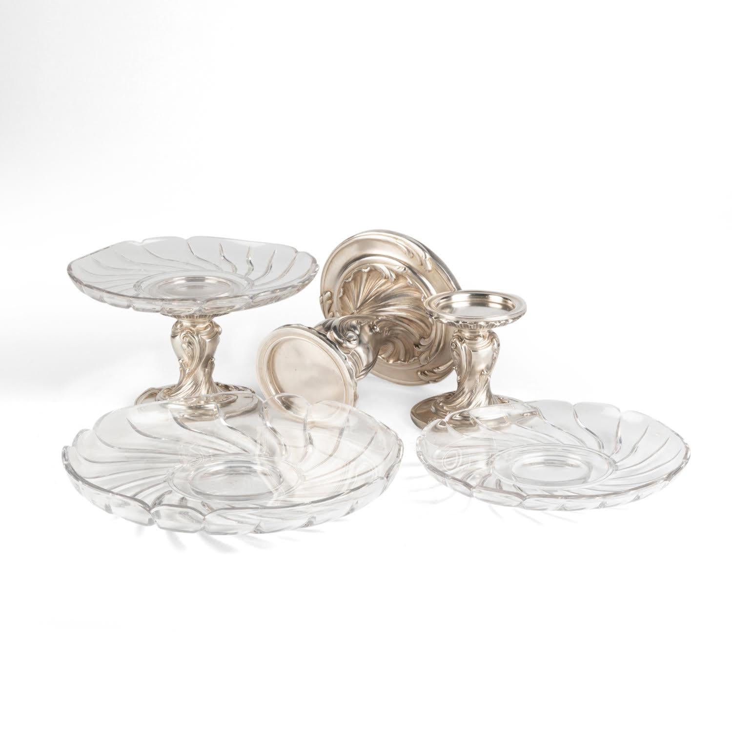 Plated Set of Three Christofle Cake Stands, Napoleon III Period. For Sale