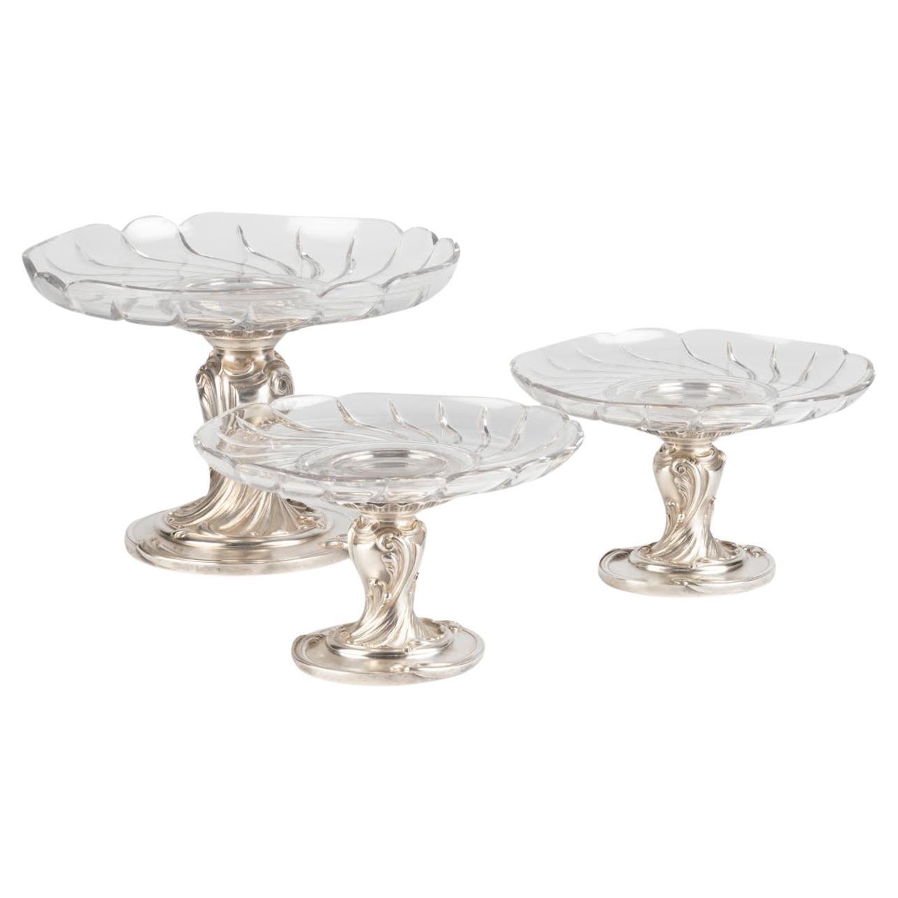 Set of Three Christofle Cake Stands, Napoleon III Period. For Sale