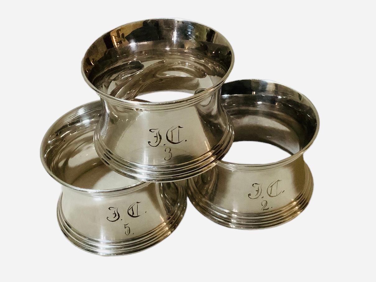 20th Century Set of Three Christofle Silver Plate Napkin’s Rings For Sale