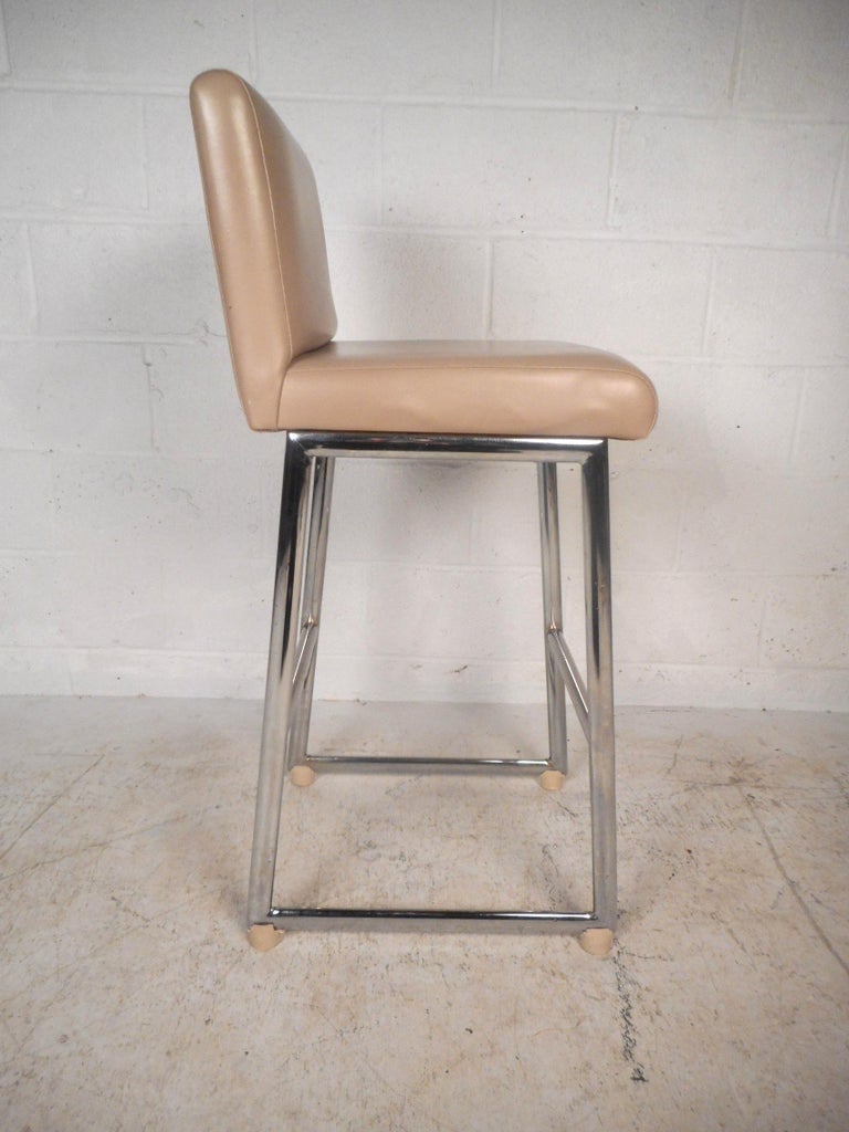 Set of Three Chrome and Vinyl Bar Stools For Sale at 1stDibs
