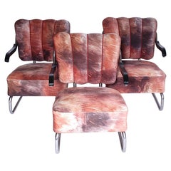 Set di tre poltrone cromate/ Mucke Melder, anni '30