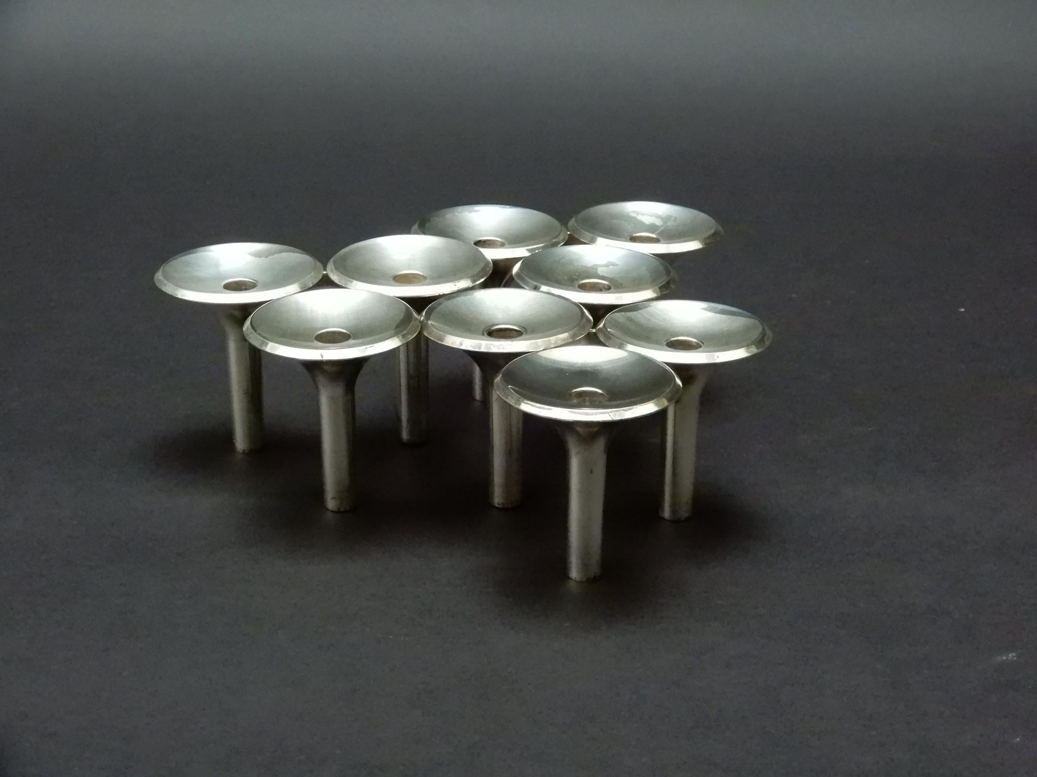 Mid-Century Modern Set of Three Chrome German Candleholders, 1970s