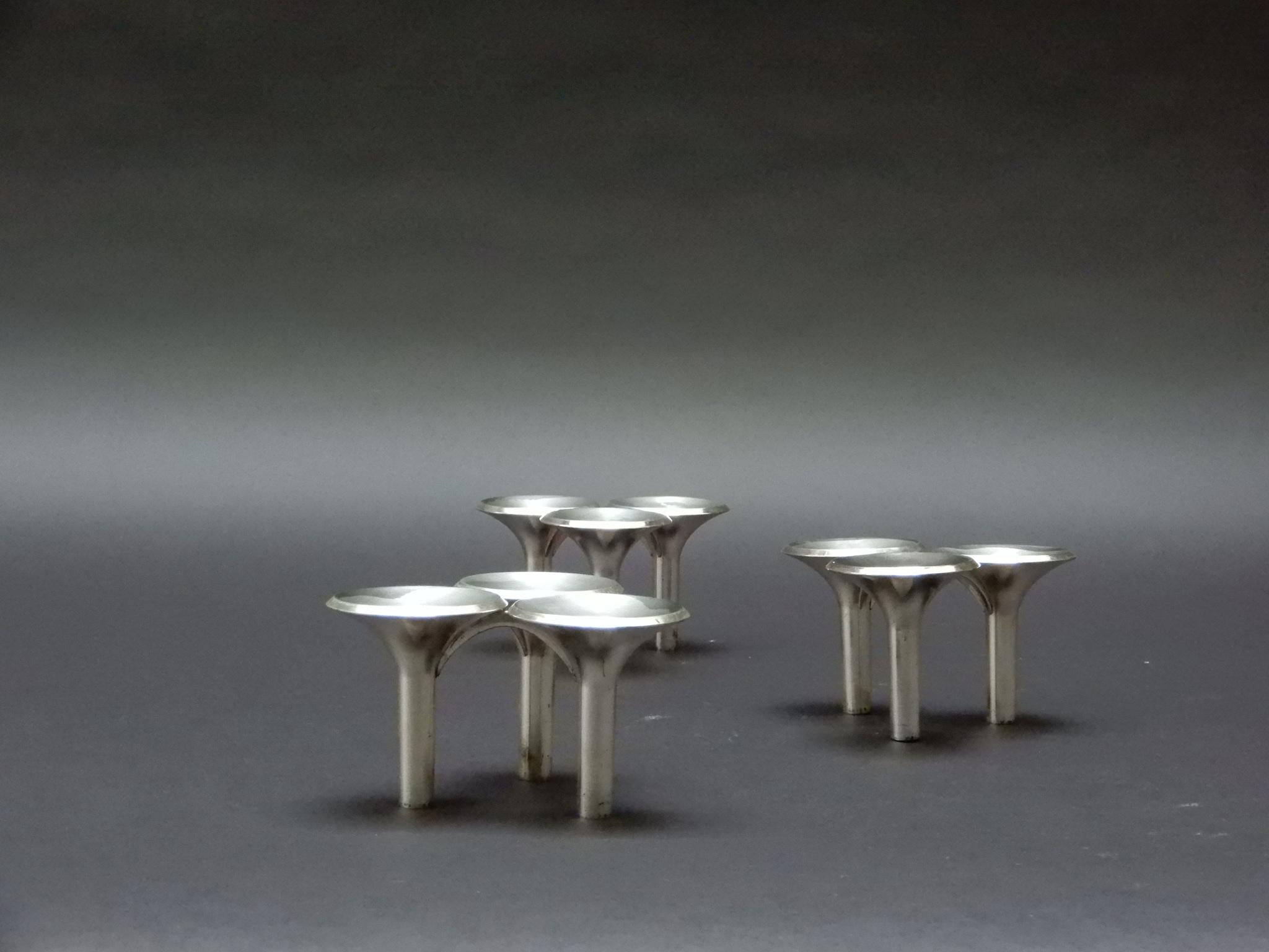 Set of Three Chrome German Candleholders, 1970s In Good Condition In London, GB