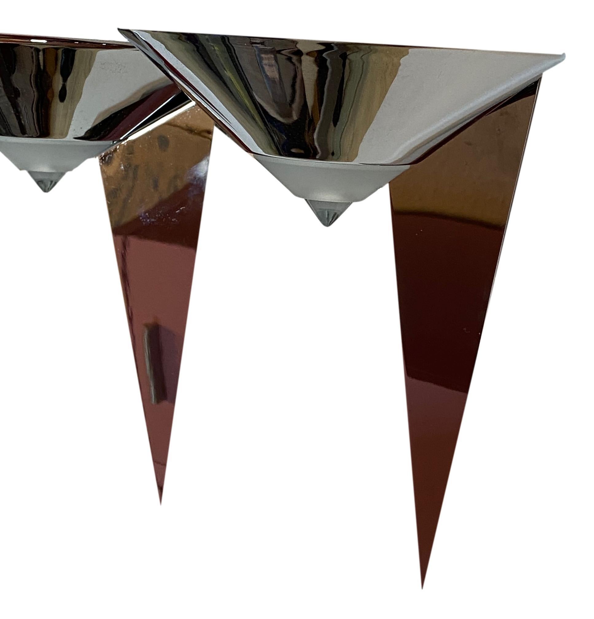 Late 20th Century Set of Three Chrome Halogen Wall Sconces, Hustadt Leuchten, Germany, 1980s For Sale