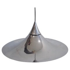Set of Three Chromed Metal Suspension Lamps