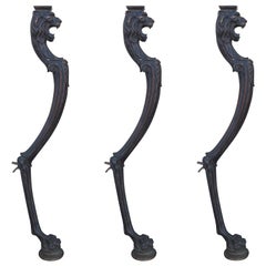 Set of Three circa 1900 Bronze Legs with Lion Heads and Paw Feet