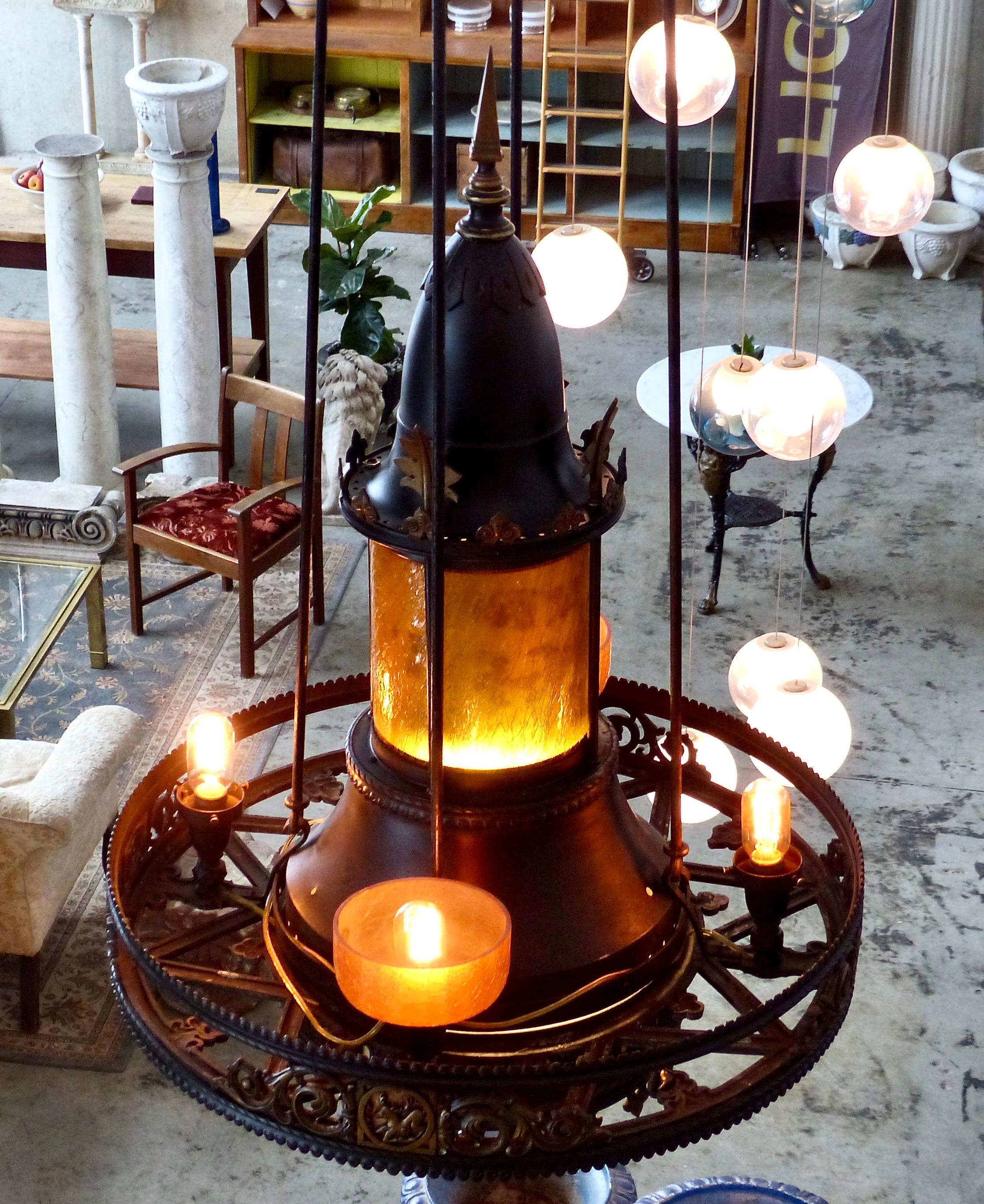 Gothic Set of Three circa 1910 Large Cathedral Chandeliers