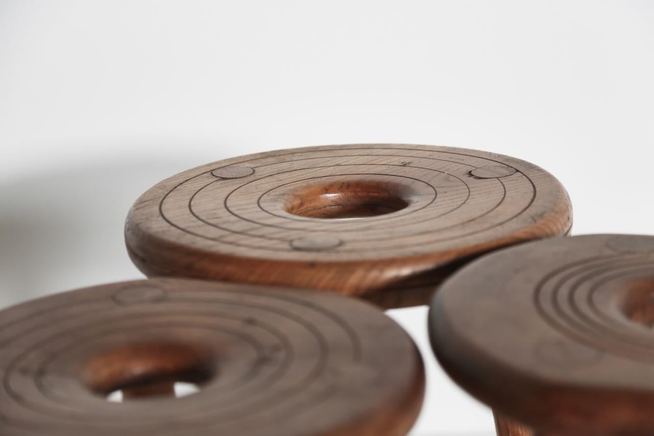 Set of Three Circular Stools, France, 1950s For Sale 5