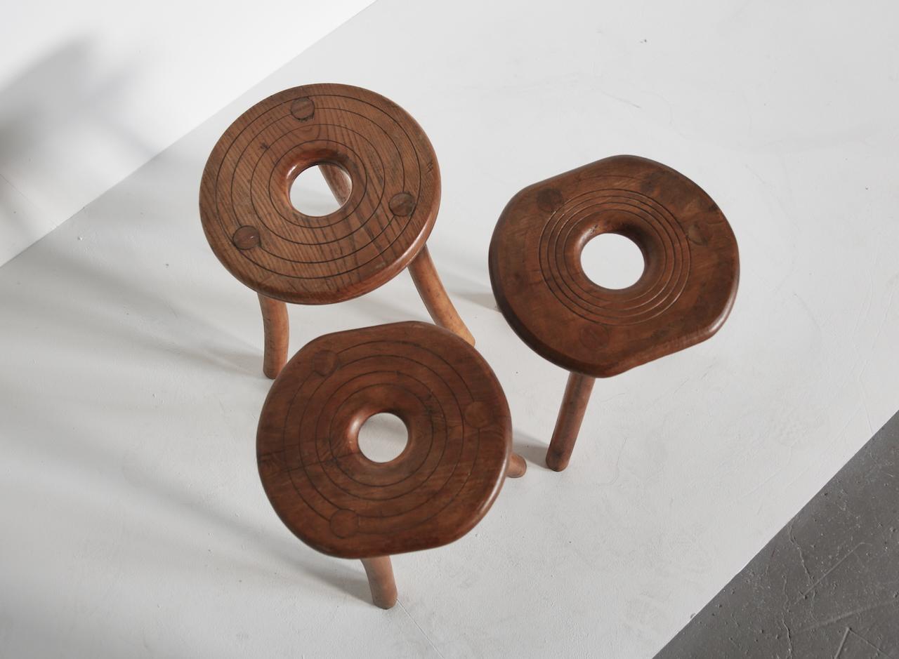 20th Century Set of Three Circular Stools, France, 1950s For Sale