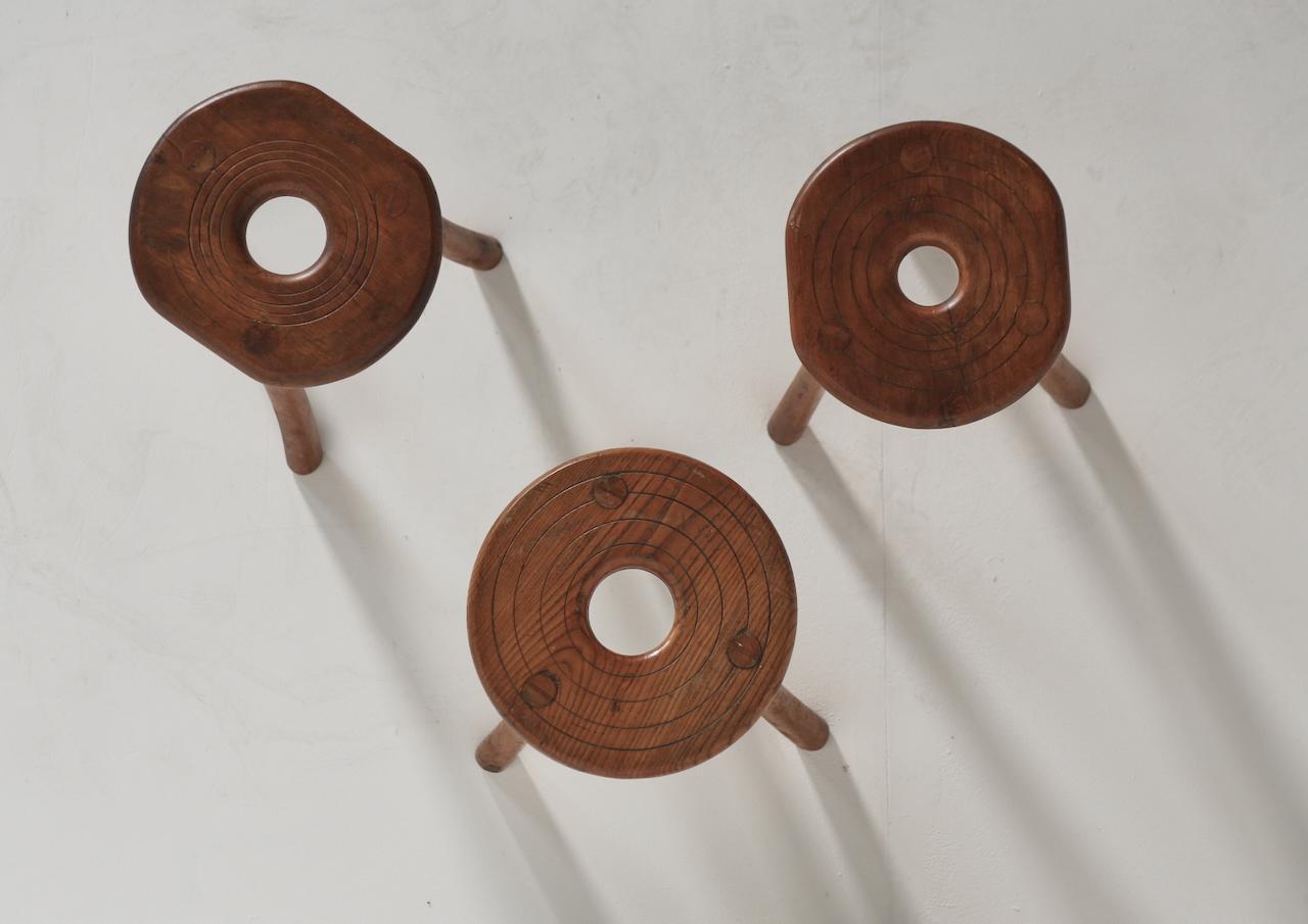 Set of Three Circular Stools, France, 1950s For Sale 2