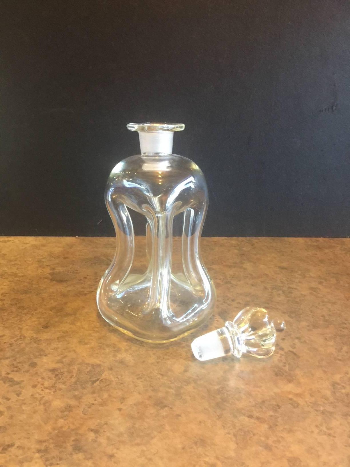 Mid-Century Modern Set of Three Clear Glass Elsinore Kluck-Kluck Decanters by Holmegaard