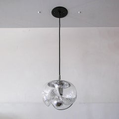 Set of Three Clear Glass Hanging Lights, 1970
