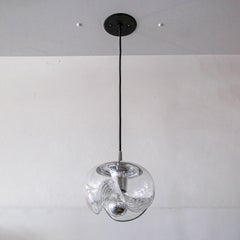 Set of Three Clear Glass Hanging Lights, 1970