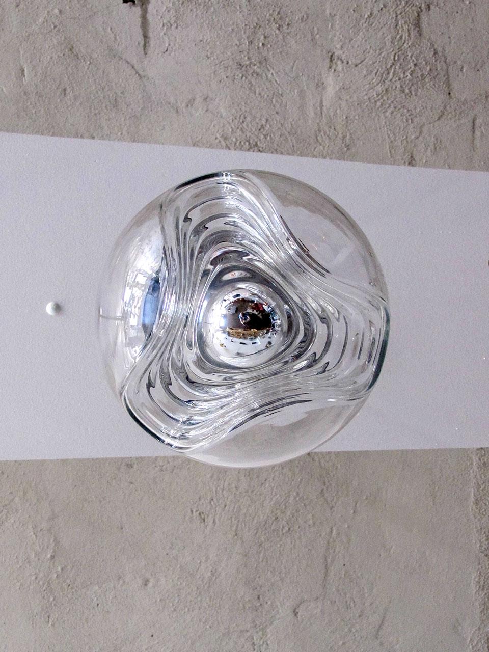 Set of Three Clear Glass Hanging Lights, 1970 In Good Condition For Sale In Los Angeles, CA