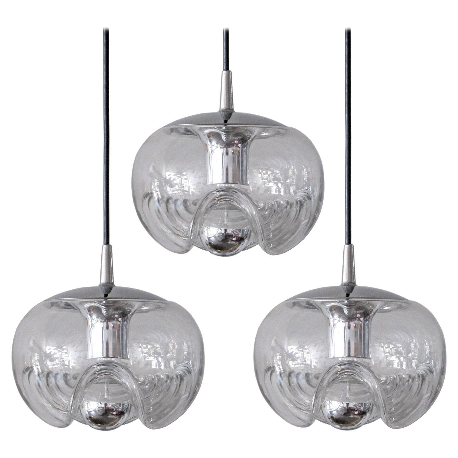 Ensemble de trois Lights en verre clair, 1970