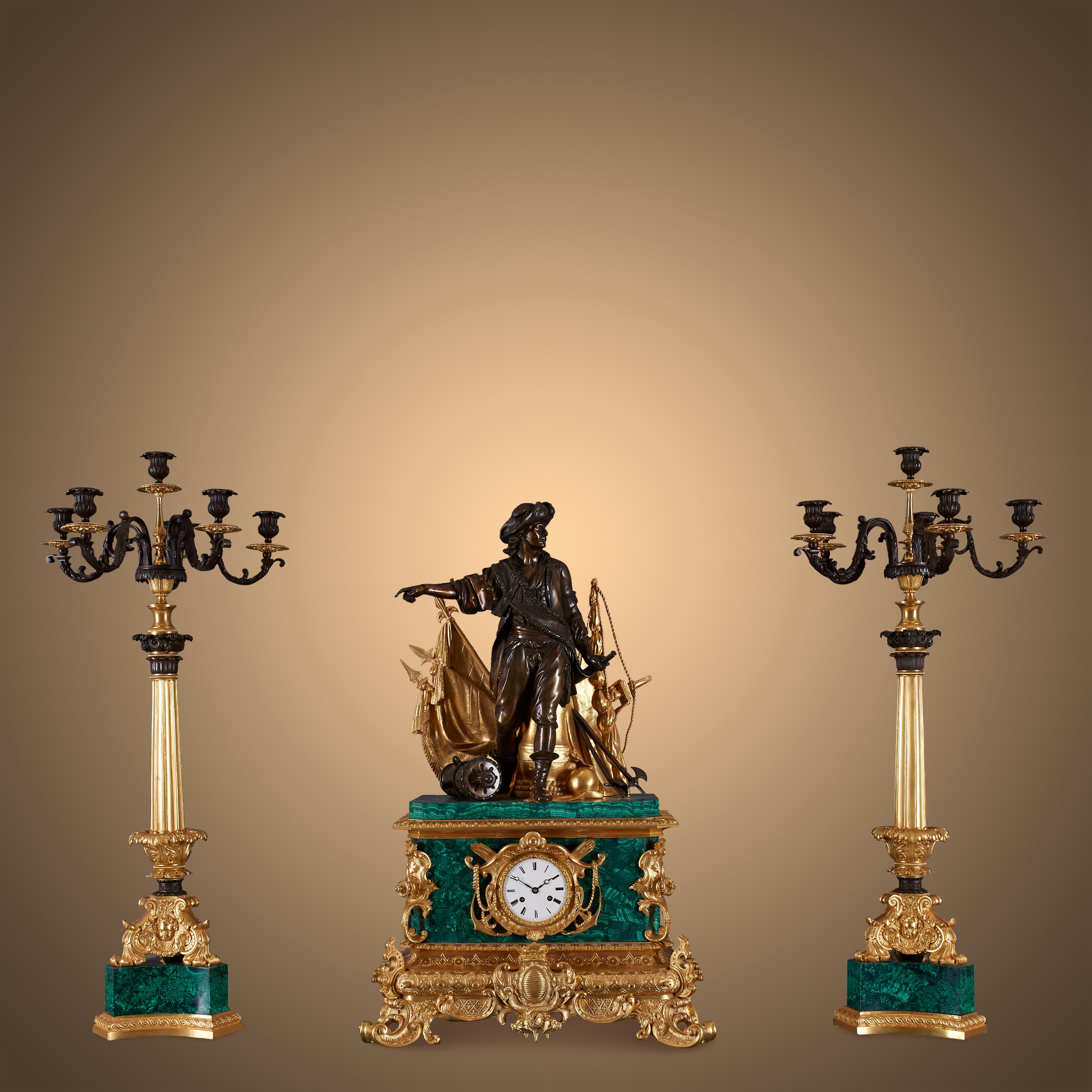 Set of three clocks and two pedestals from the 19th century. For Sale 13