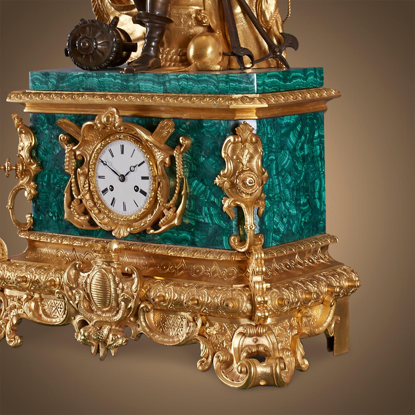 19th Century Set of three clocks and two pedestals from the 19th century. For Sale