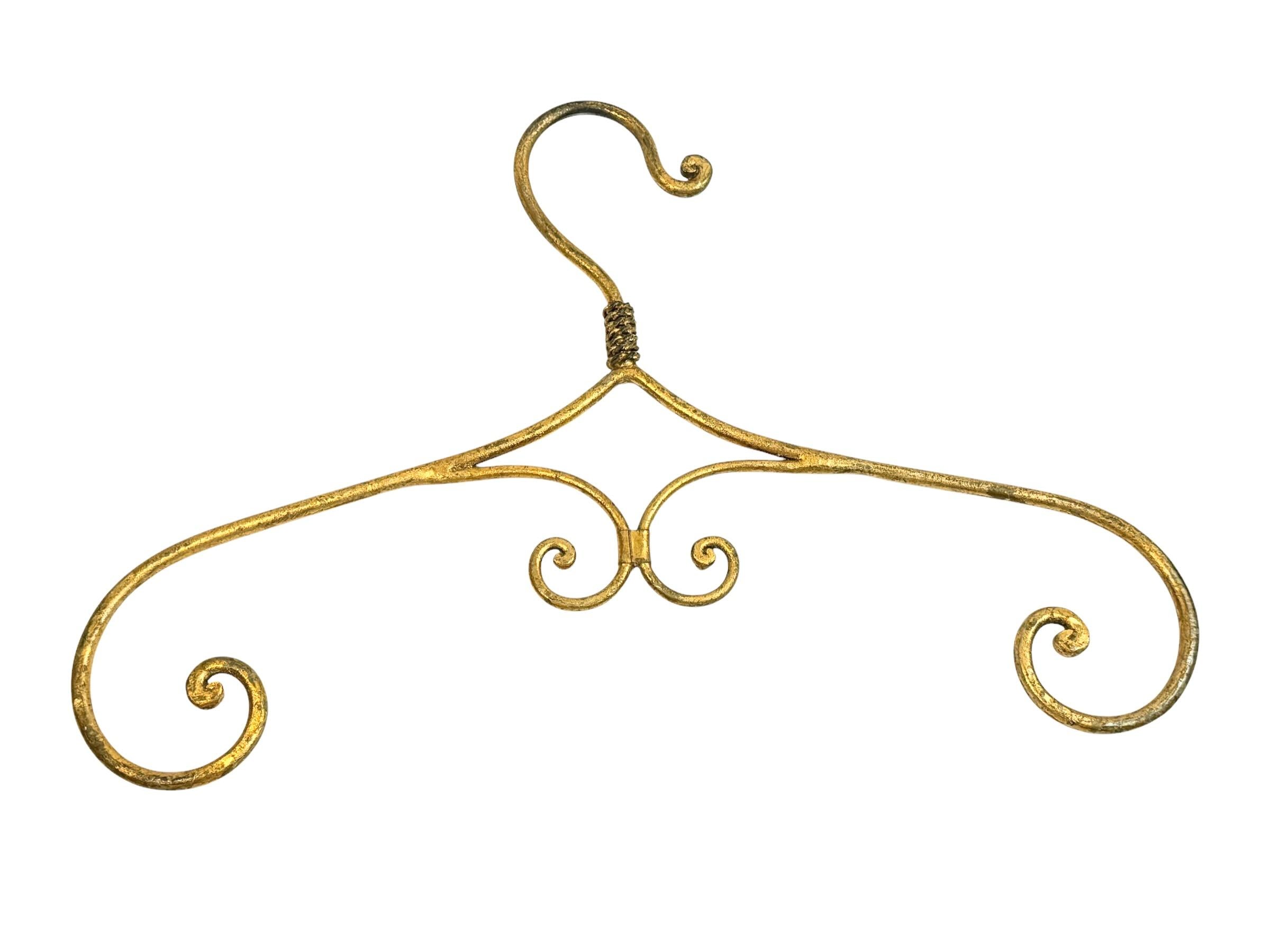 Italian Set of three Coat Hangers, gilt Metal Tole Toleware Vintage 1950s to 1960s Italy For Sale