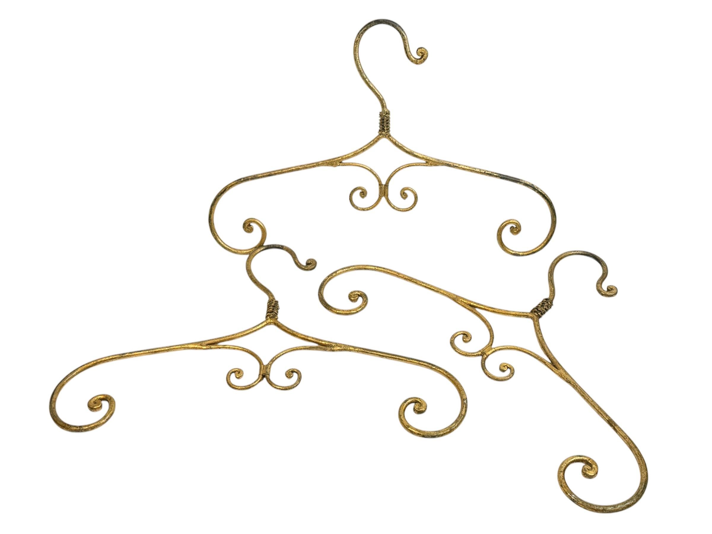 Gilt Set of three Coat Hangers, gilt Metal Tole Toleware Vintage 1950s to 1960s Italy For Sale