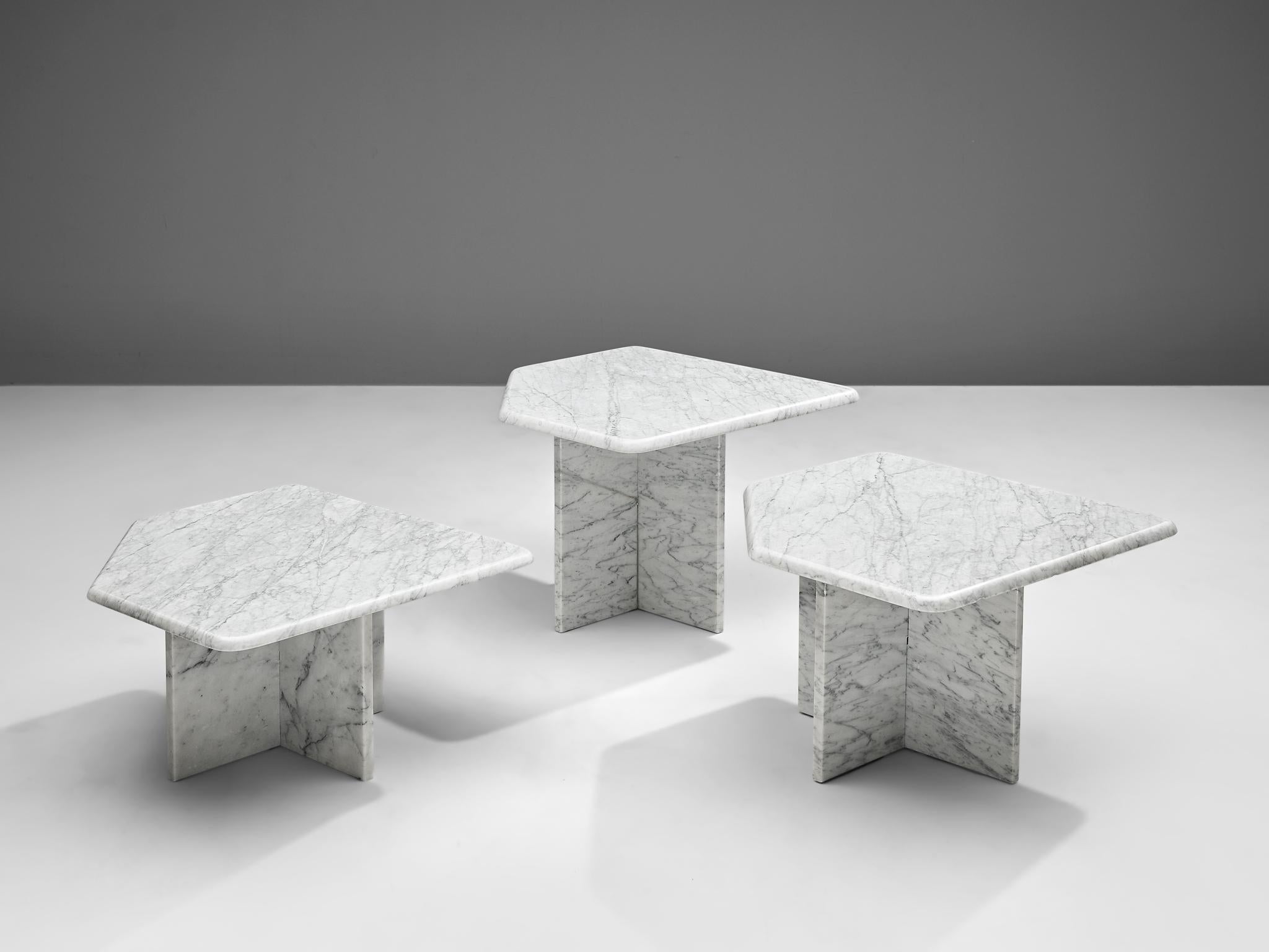 Italian Set of Three Coffee Tables in Marble