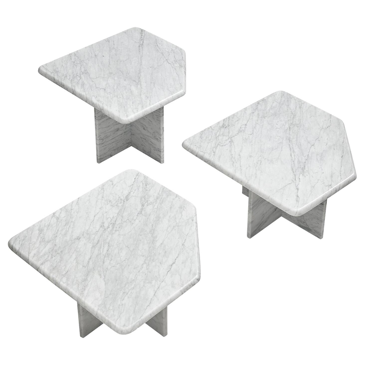 Set of Three Coffee Tables in Marble