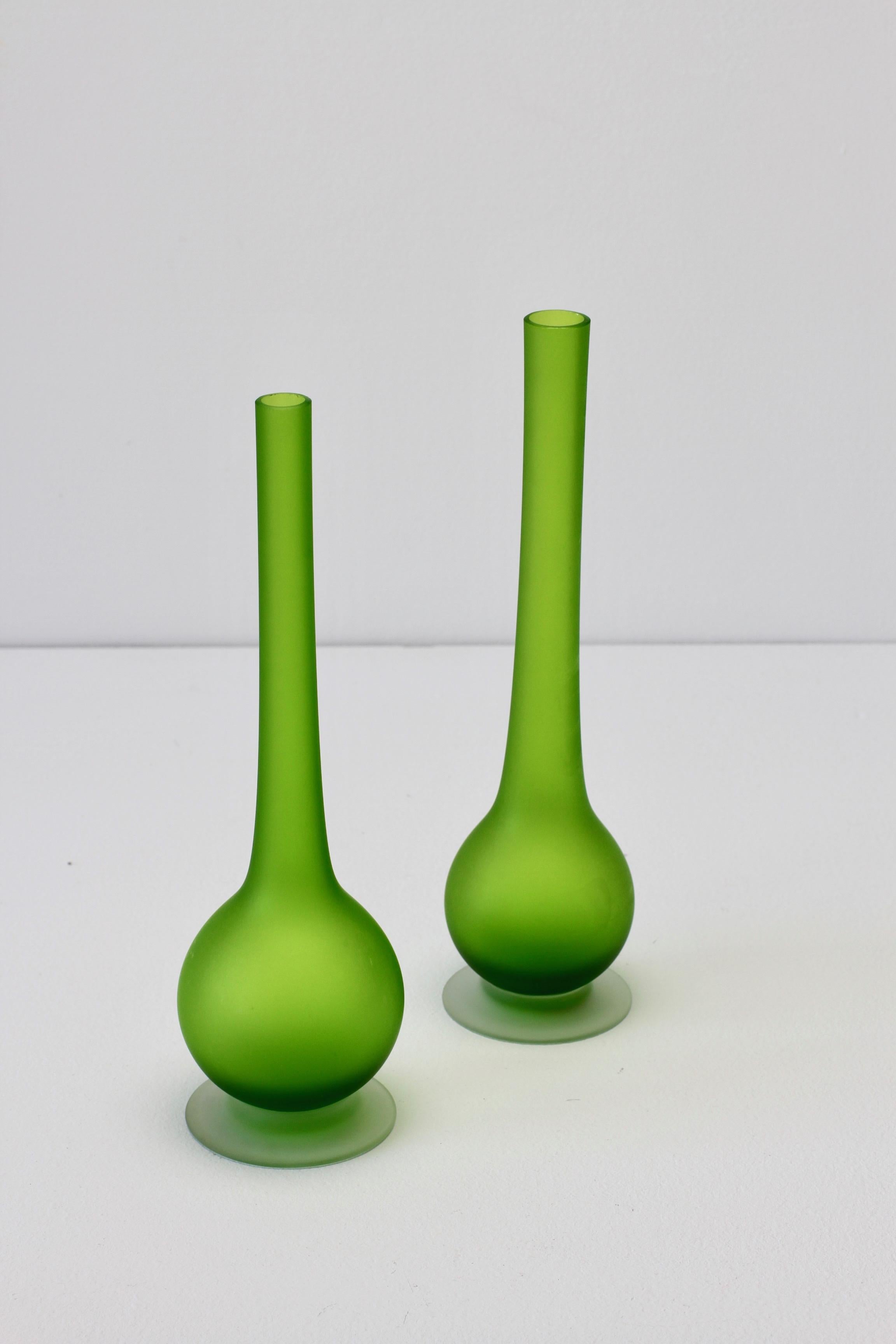 Set of Three Colorful Carlo Moretti Italian Satinato Murano Glass Pencil Vases 1