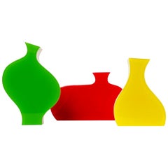Set of Three Colorful Stylized Plexiglass Vases by Villeroy & Boch
