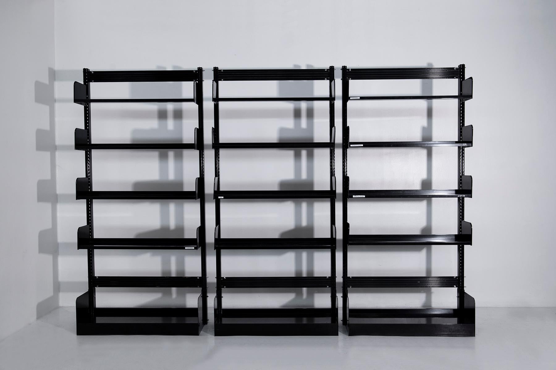 Italian Set of three Congresso Bookcase by Lips Vago black For Sale