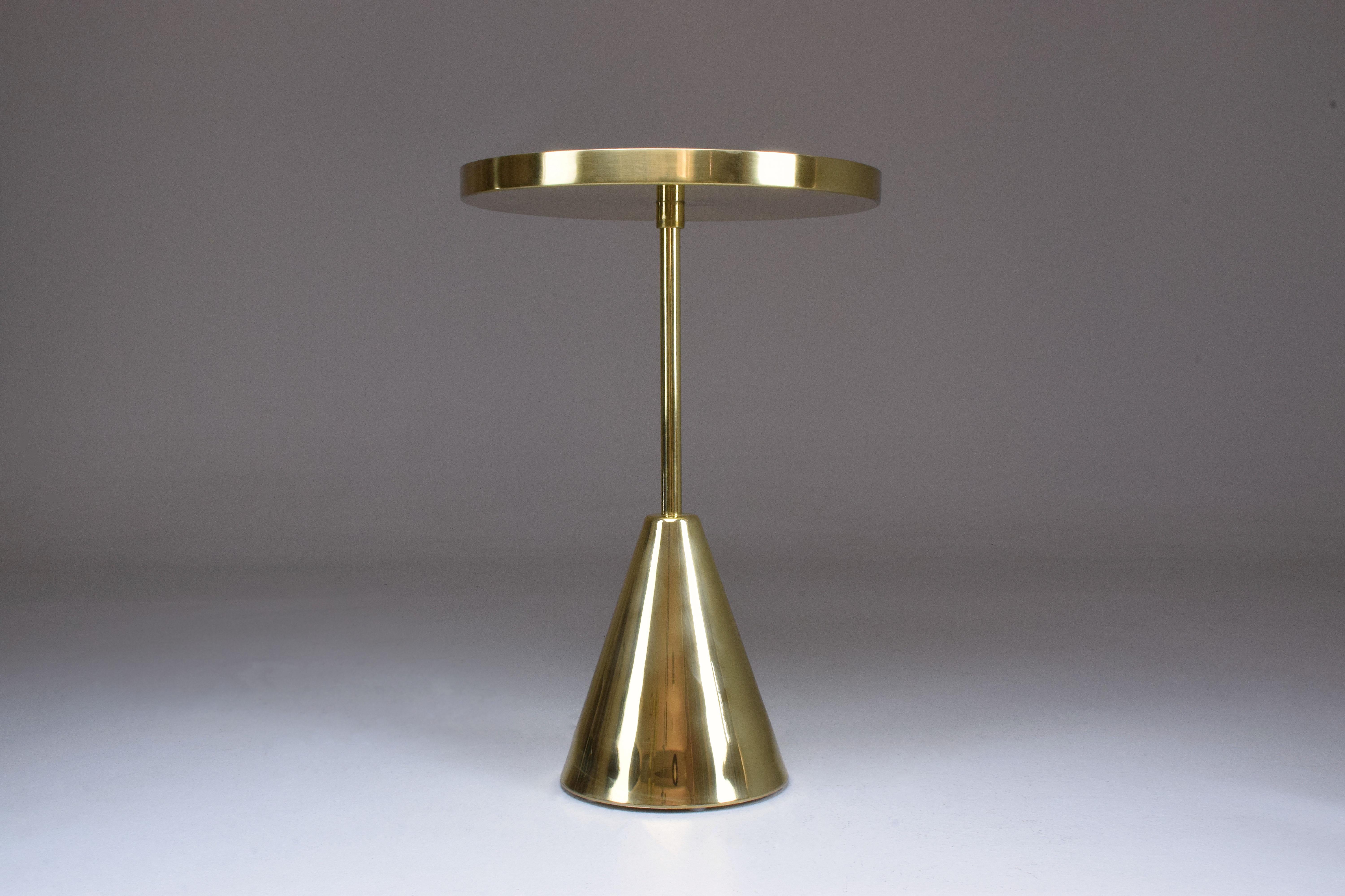 Set of Three Contemporary Brass Mosaic Side Tables, Flow Collection For Sale 2