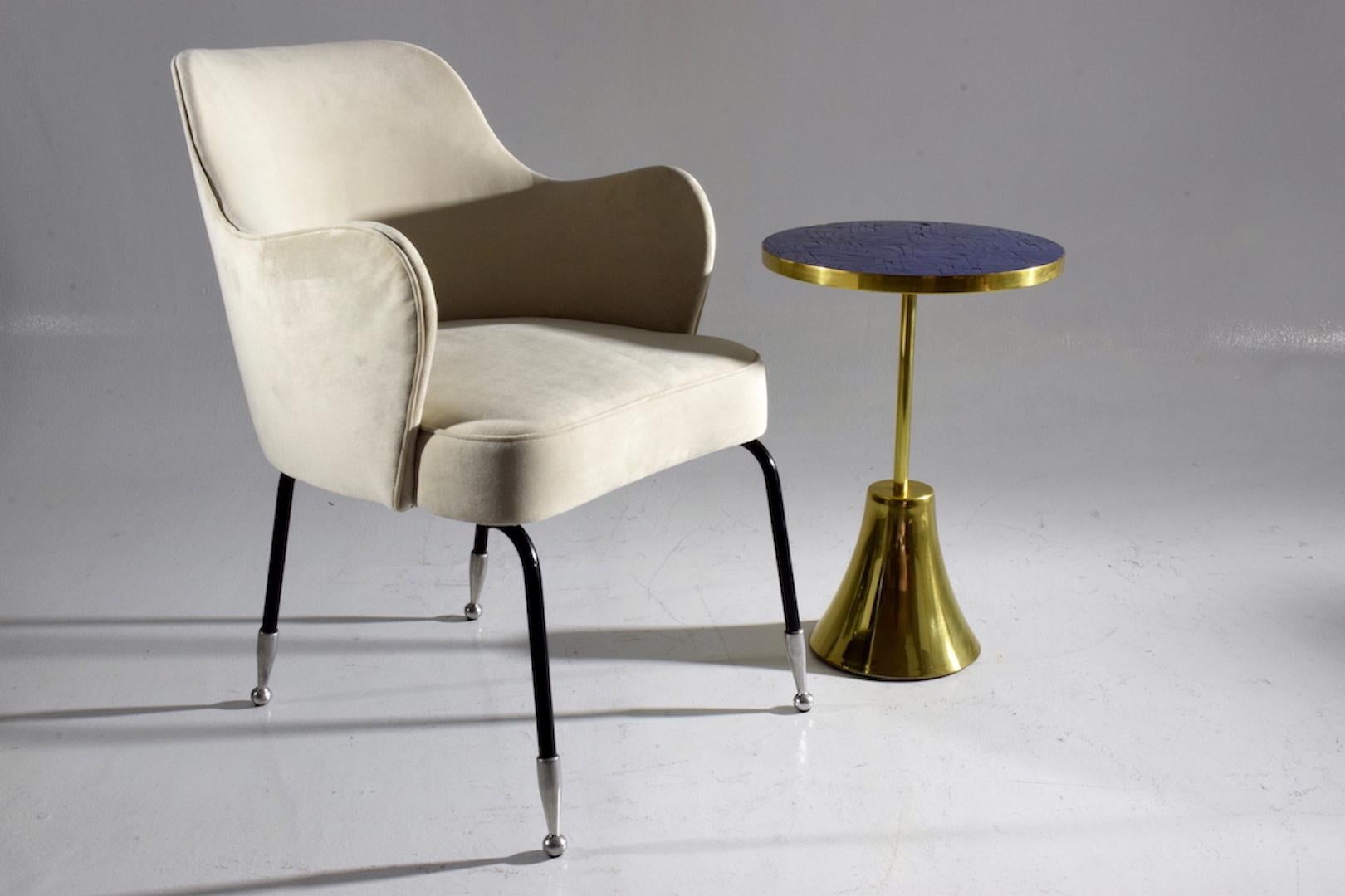 Set of Three Contemporary Brass Mosaic Nesting Tables, Flow Collection For Sale 3