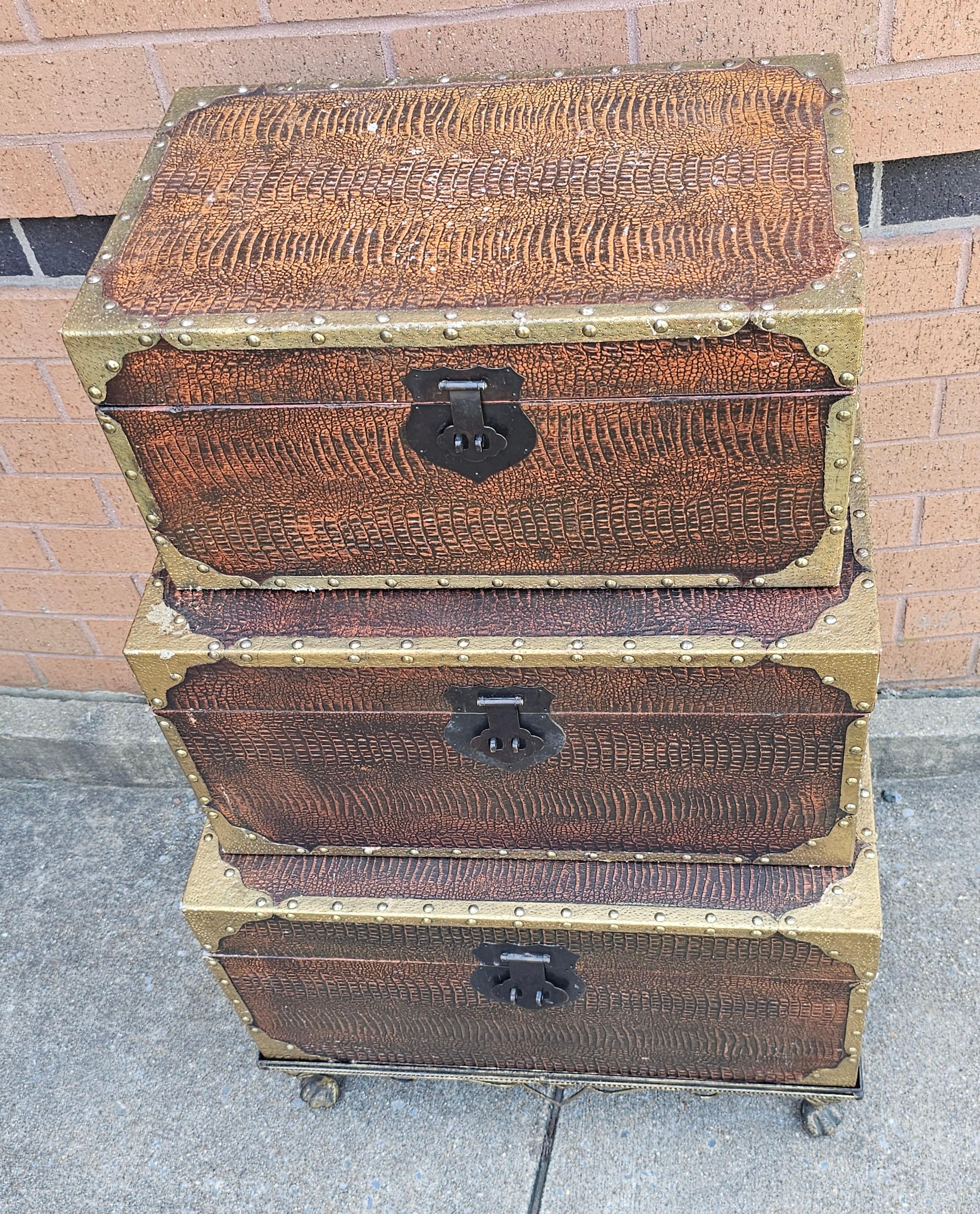Unknown Set of Three Contemporary Graduated Stacking Storage Chests on Base For Sale