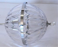 Set of Three Contemporary Modern Hanging Chrome Blown glass Globe Lights