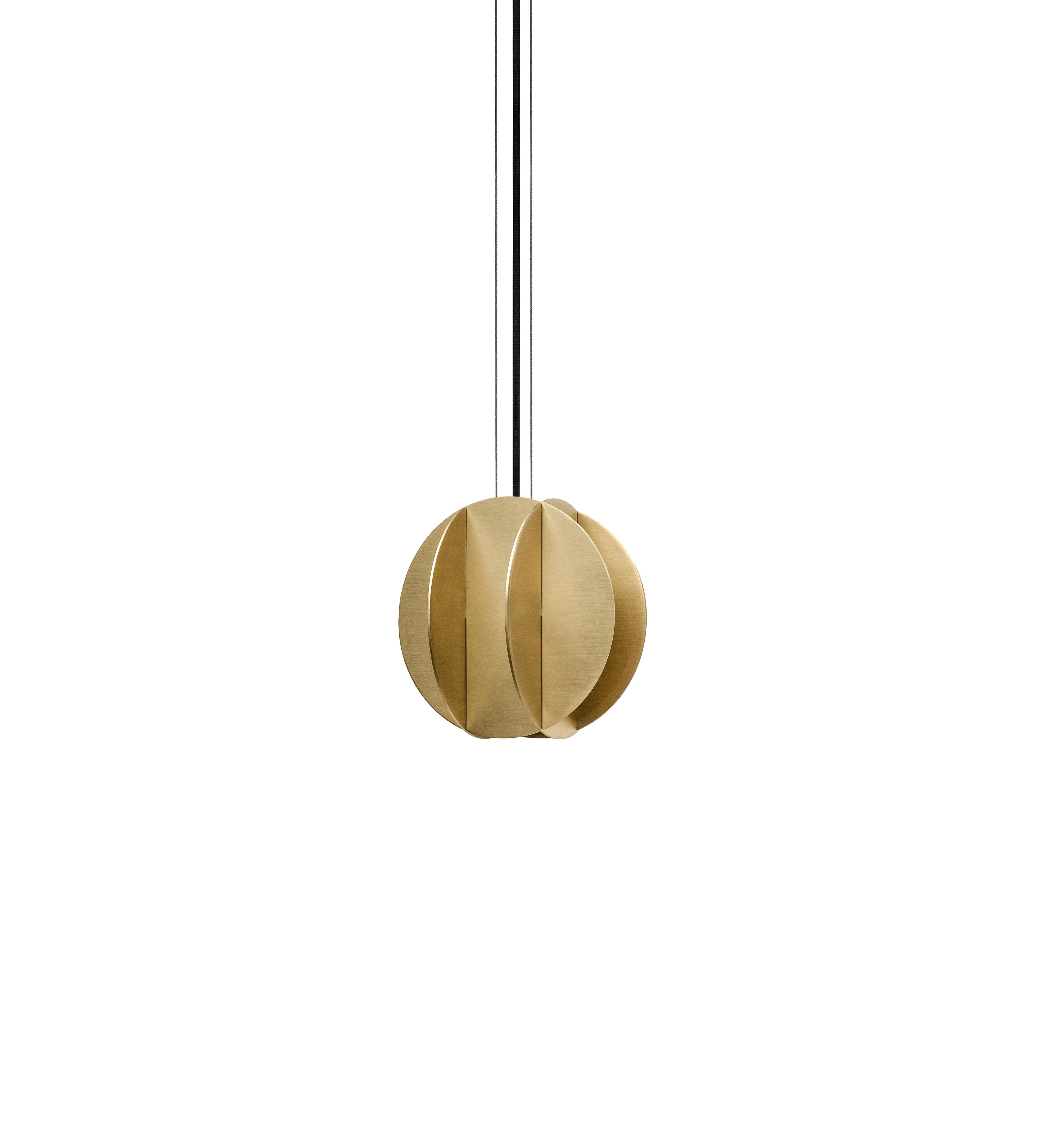 Brushed Set of Three Contemporary Pendant 'EL Lamp' CS1 by NOOM, Small, Brass For Sale