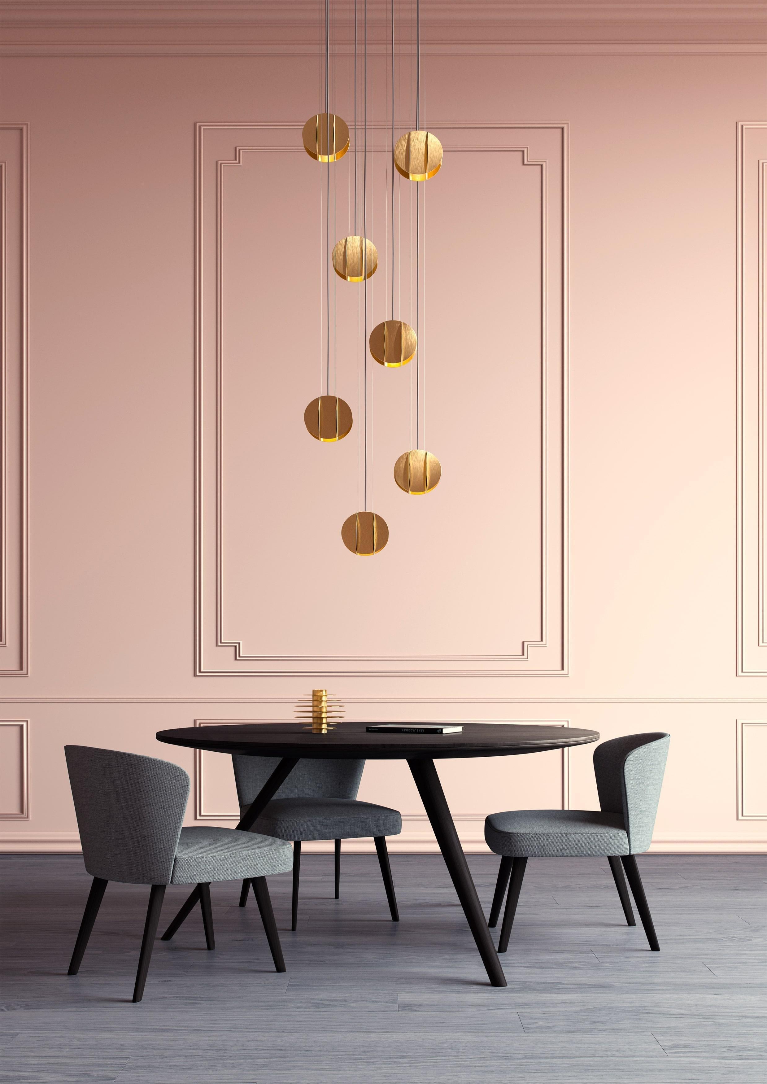 Set of Three Contemporary Pendant 'EL Lamp' CS1 by NOOM, Small, Brass In New Condition For Sale In Paris, FR