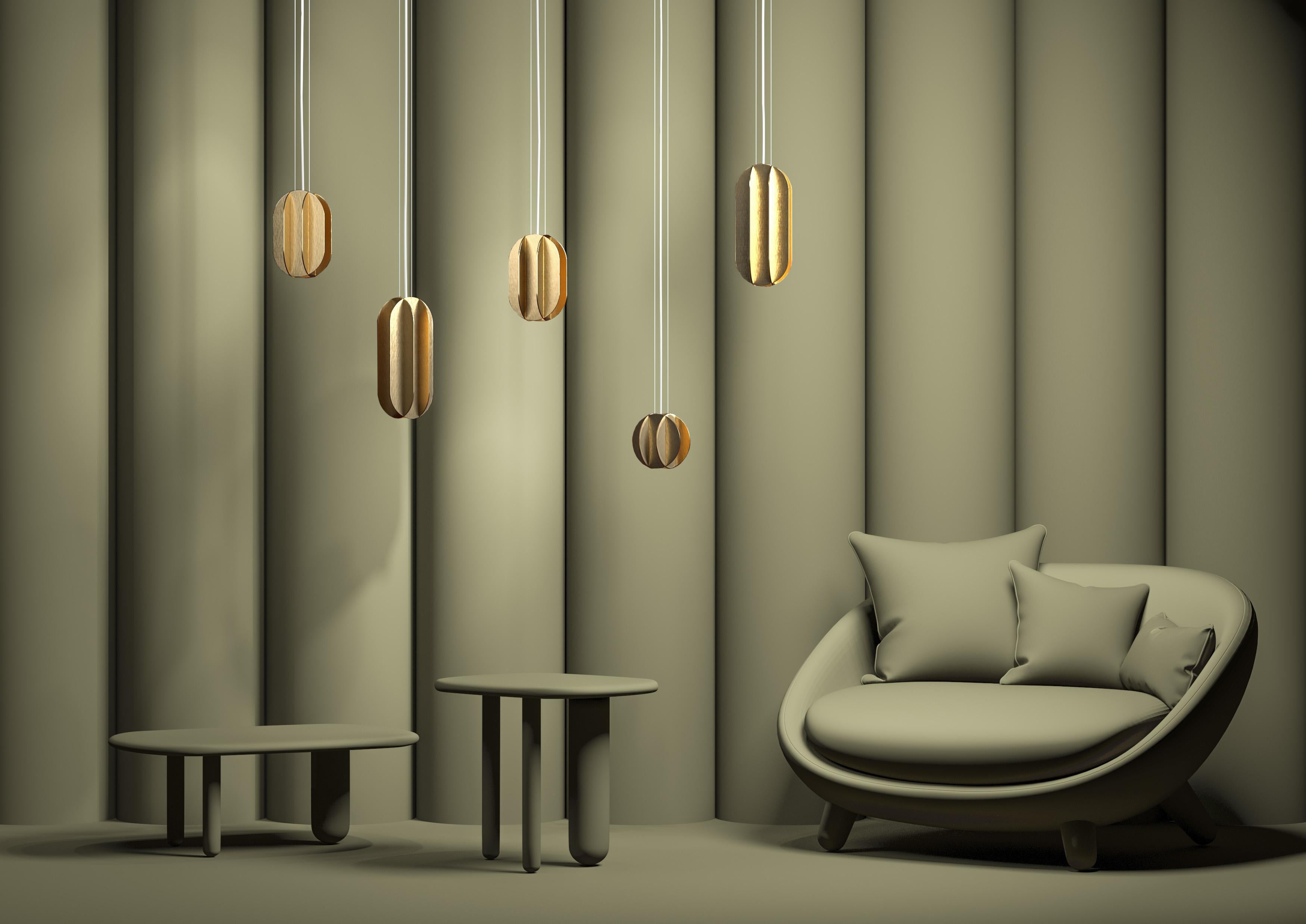 Ukrainian Set of Three Contemporary Pendant Lamp El Lamps CS1 by Noom in Brass