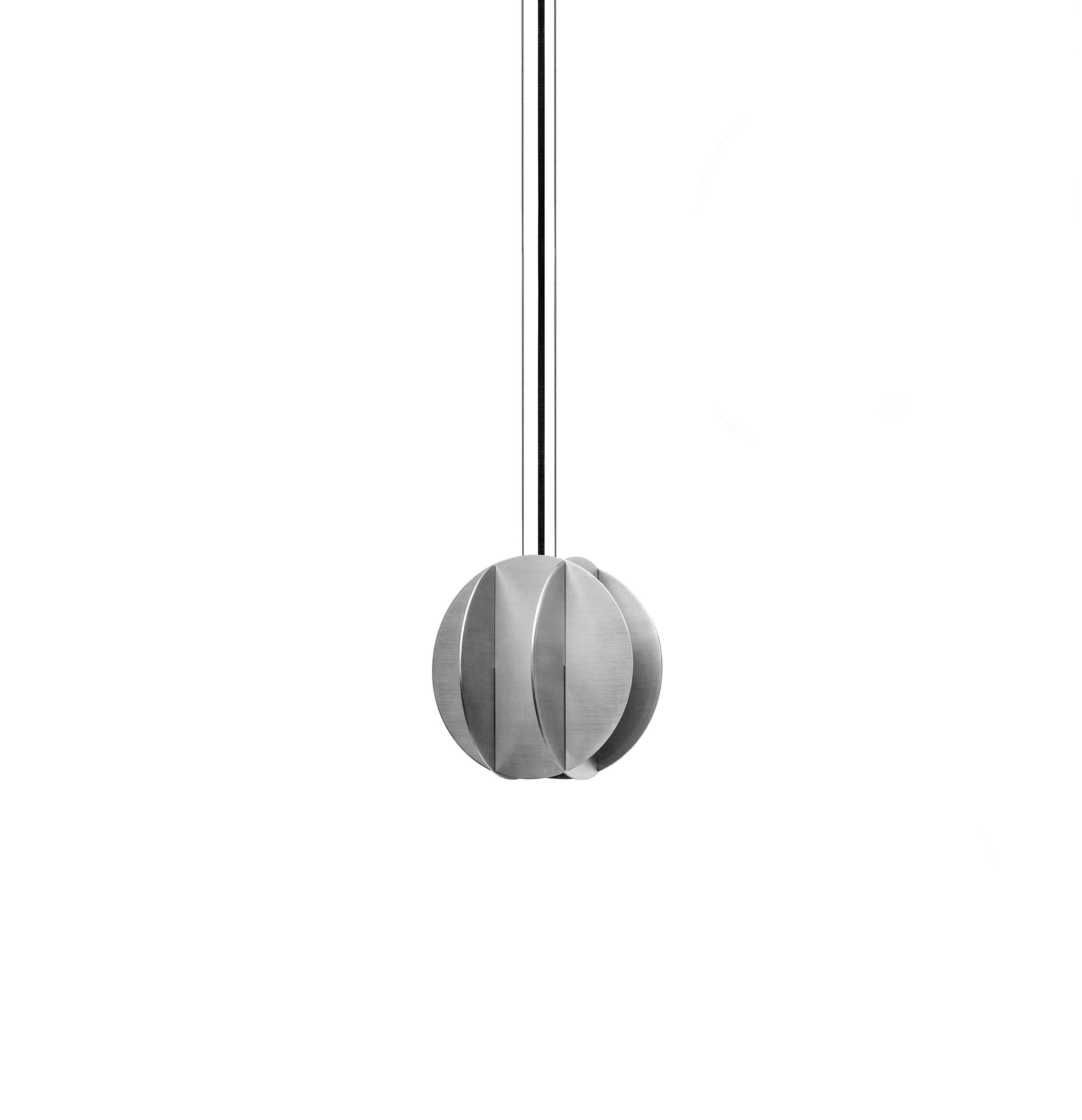 Brushed Set of Three Contemporary Pendant Lamp El Lamps CS3 by Noom in Stainless Steel